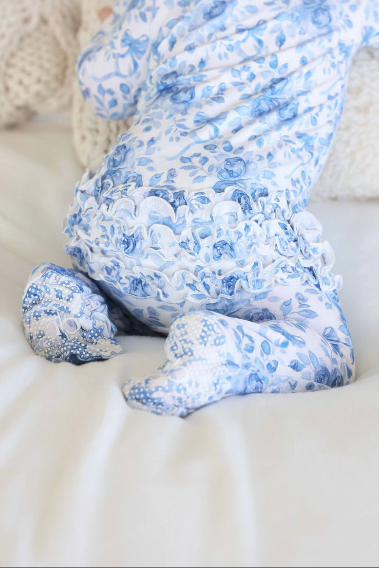 Betsy's Blooms Ruffle Zipper Footie