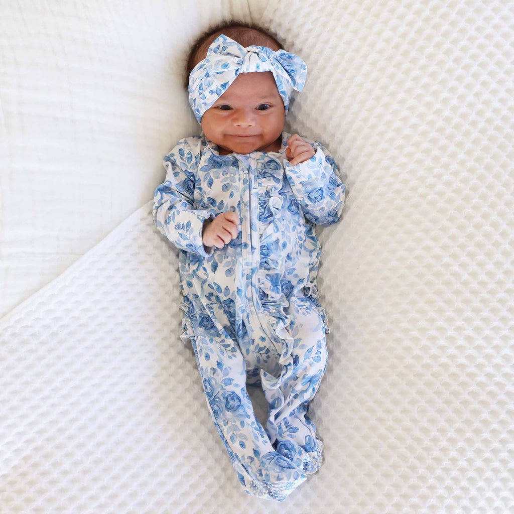 Betsy's Blooms Ruffle Zipper Footie