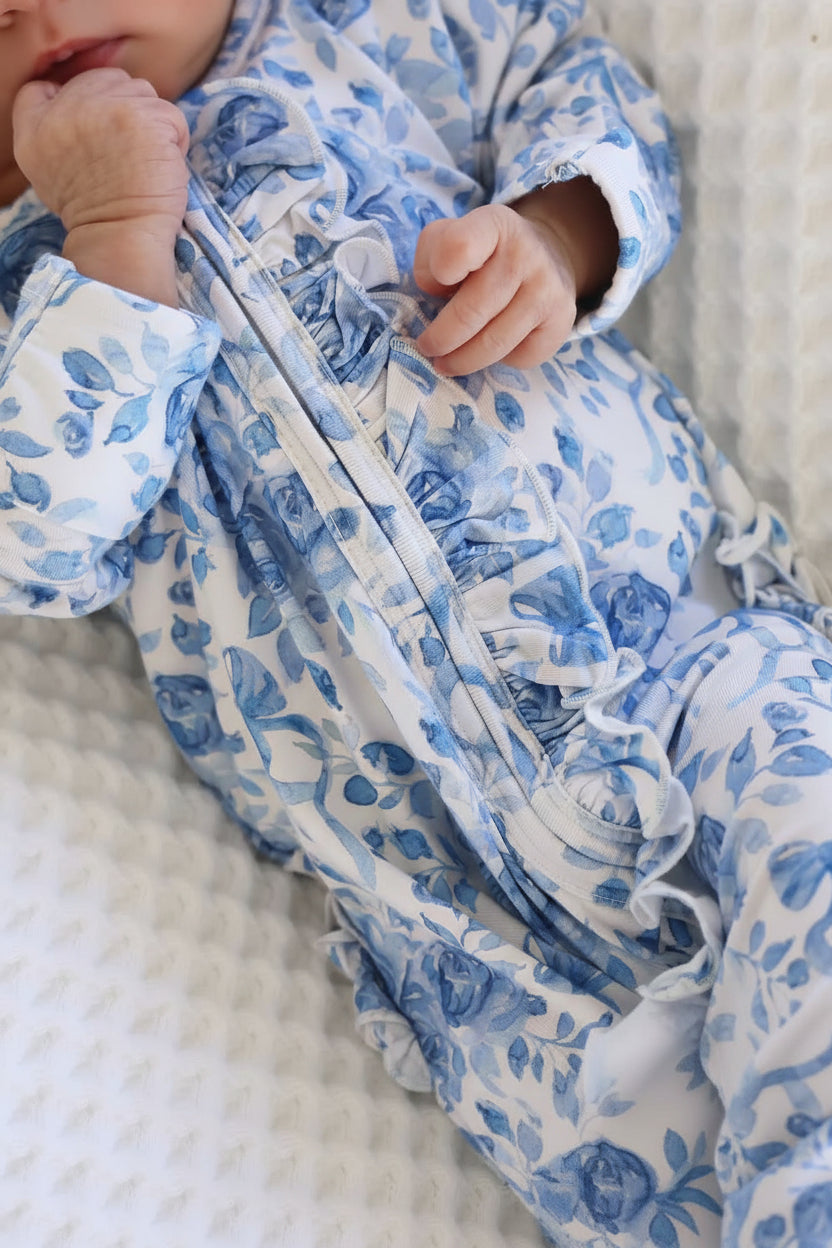 Betsy's Blooms Ruffle Zipper Footie