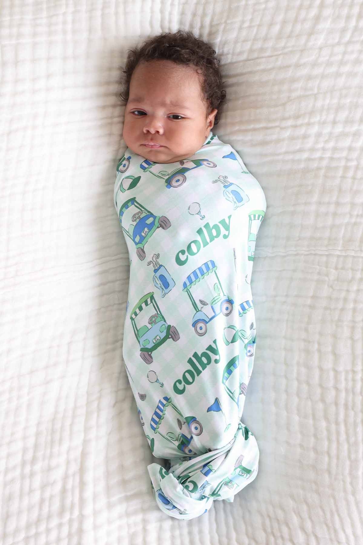 Birdie Babes Personalized Swaddle Blanket | Green