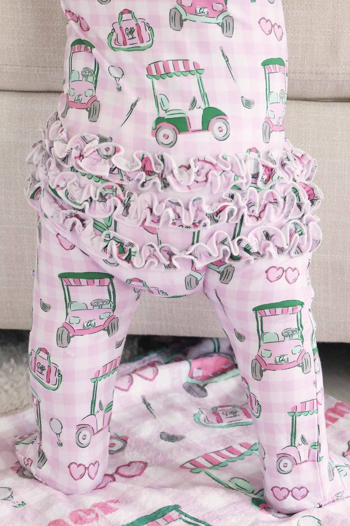 Birdie Babes Ruffle Zipper Footie | Pink