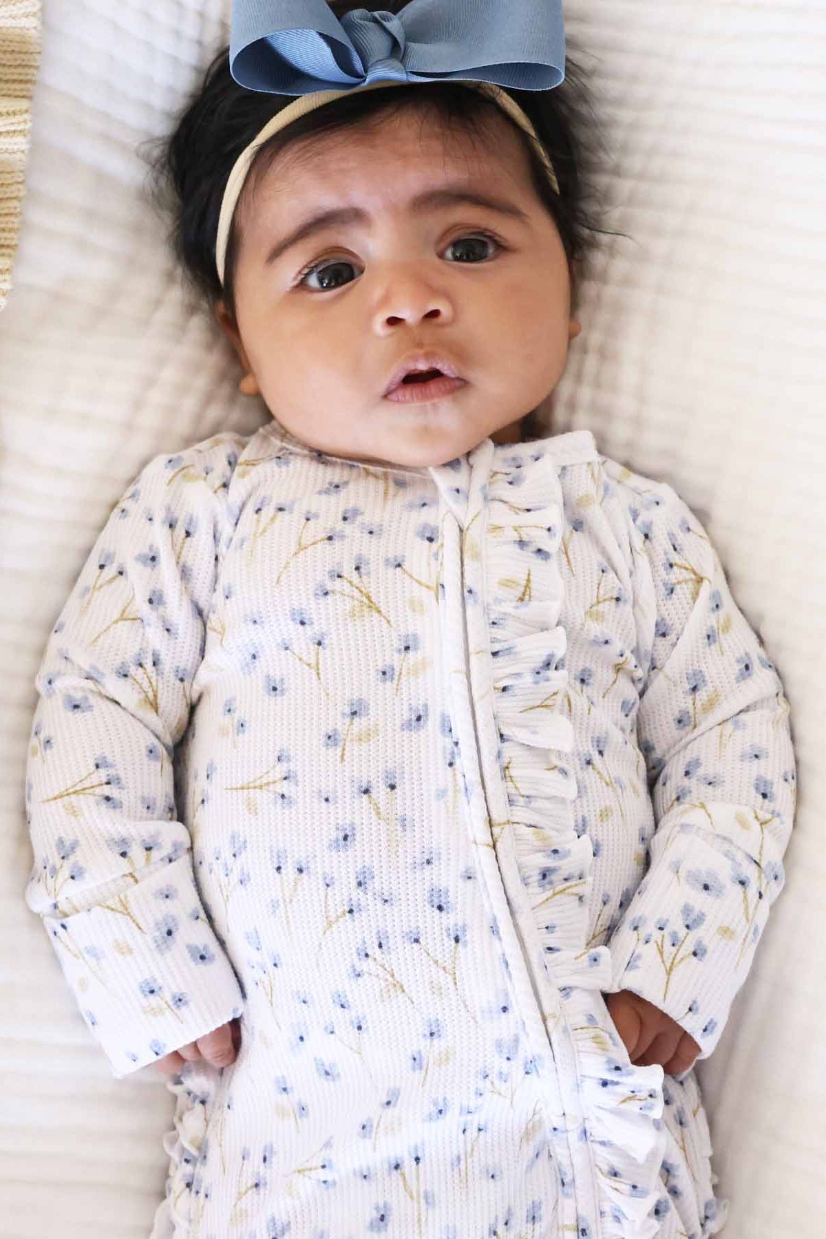 Blake's Blooms Bamboo Waffle Ruffle Zipper Footie