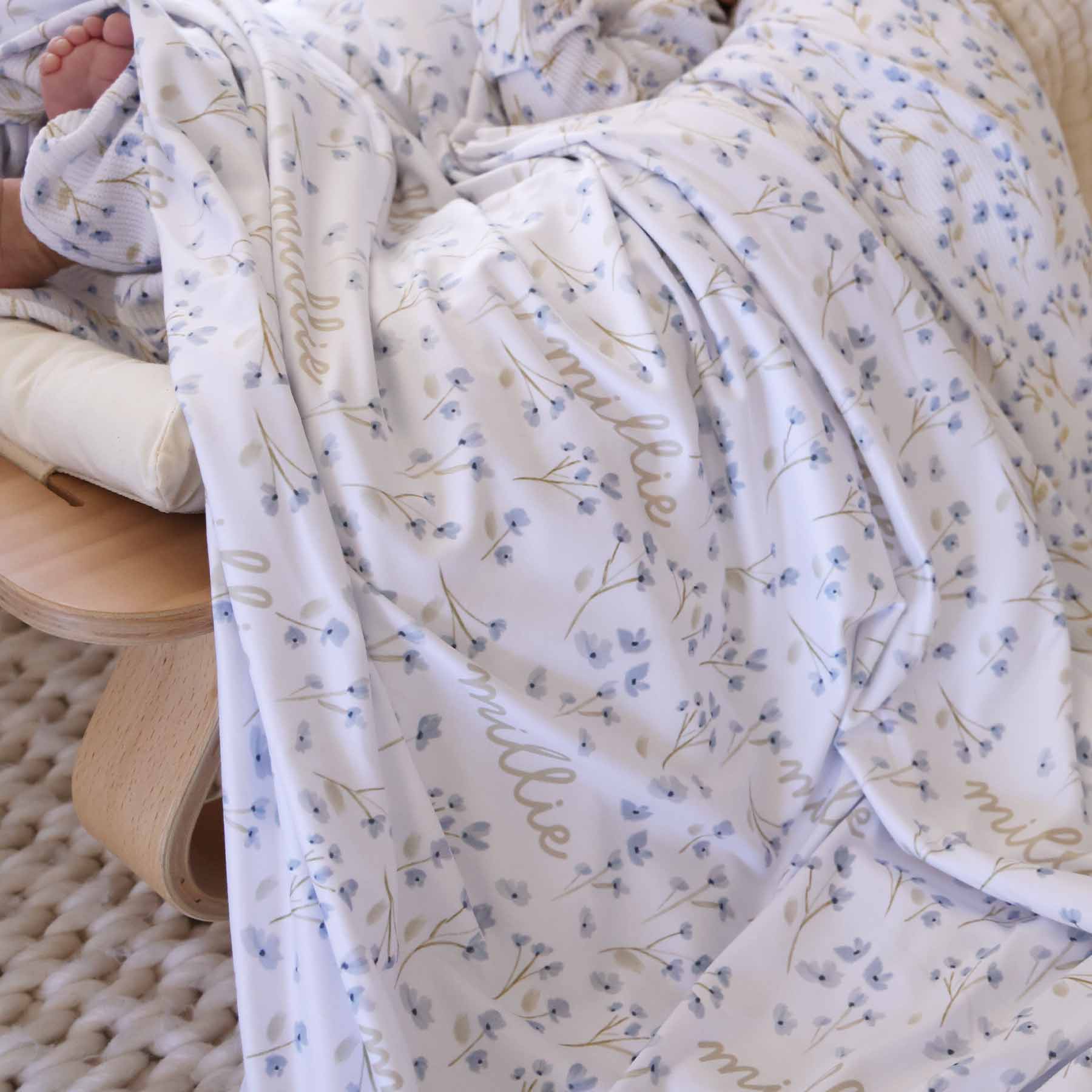 Blake's Blooms Personalized Swaddle Blanket
