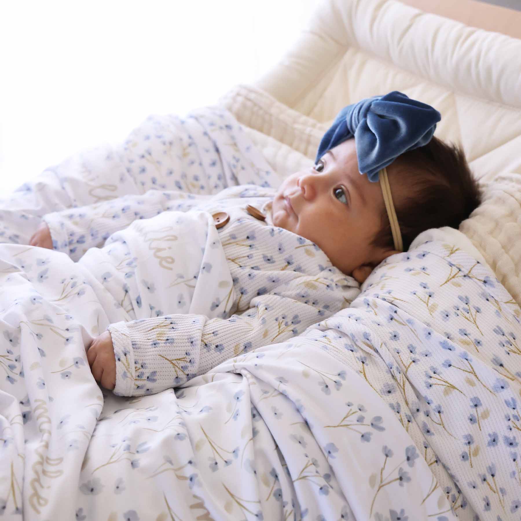 Blake's Blooms Personalized Swaddle Blanket