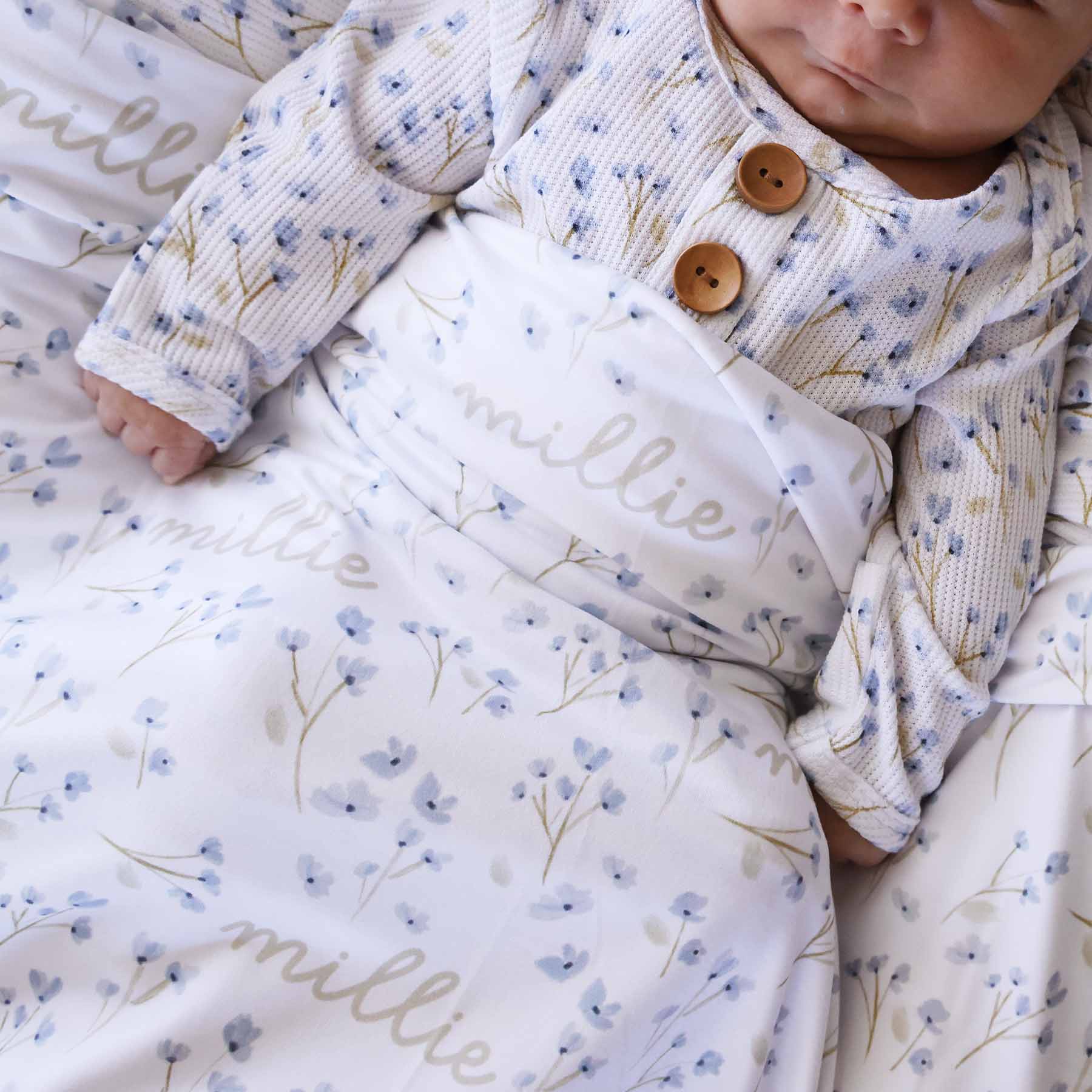 Blake's Blooms Personalized Swaddle Blanket