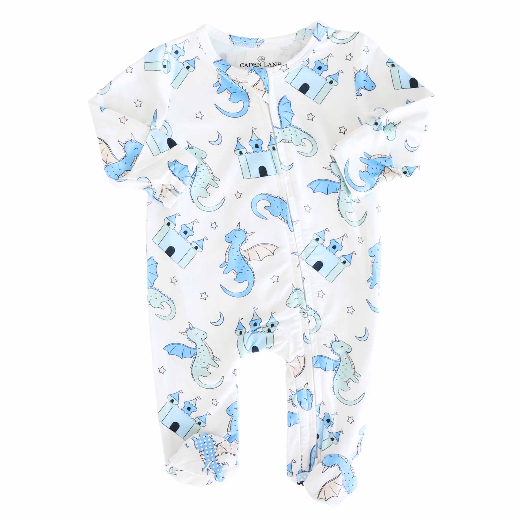 Dragon Adventure Zipper Footie | Blue