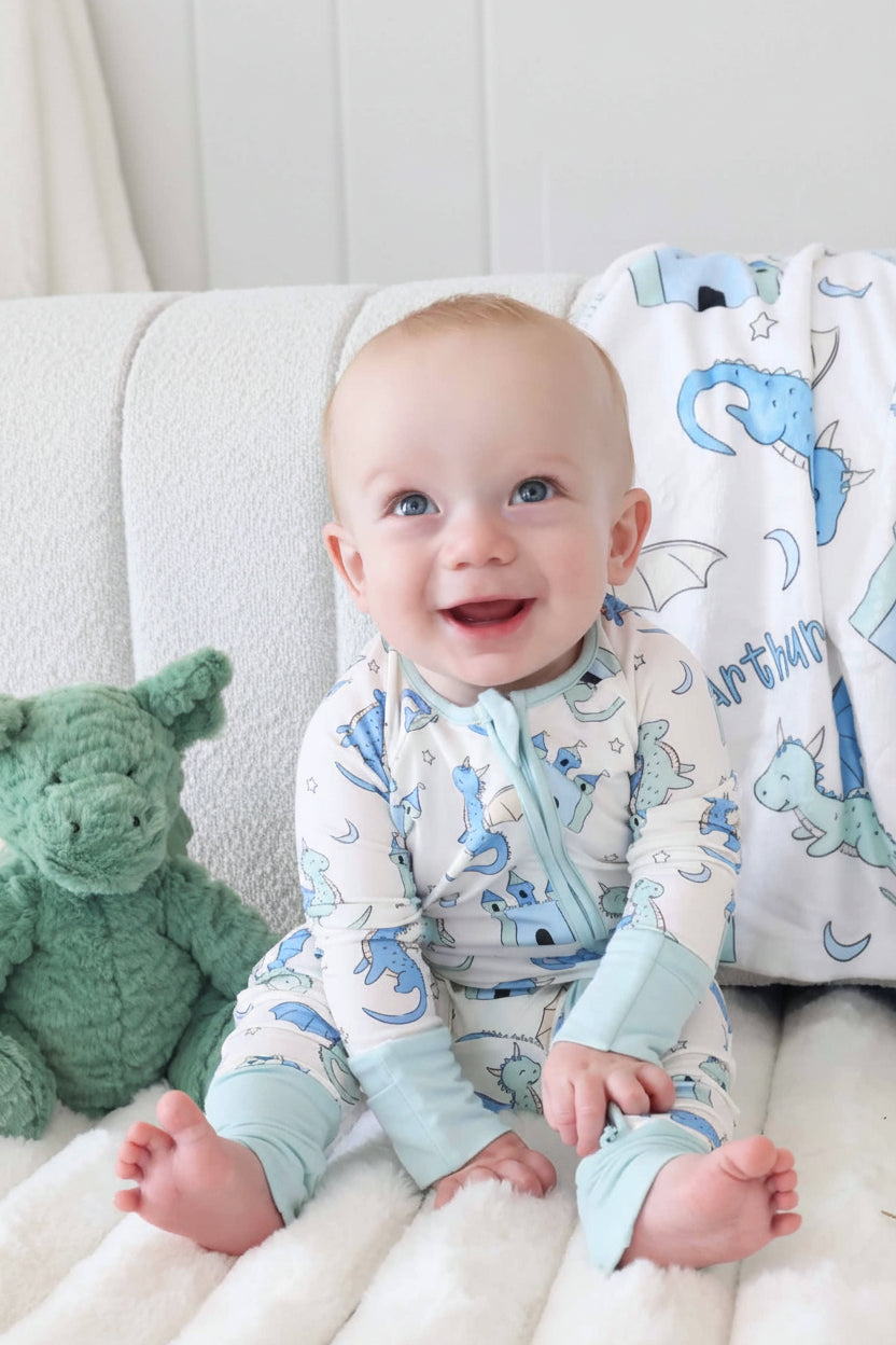 Dragon Adventure Convertible Zip Romper | Blue