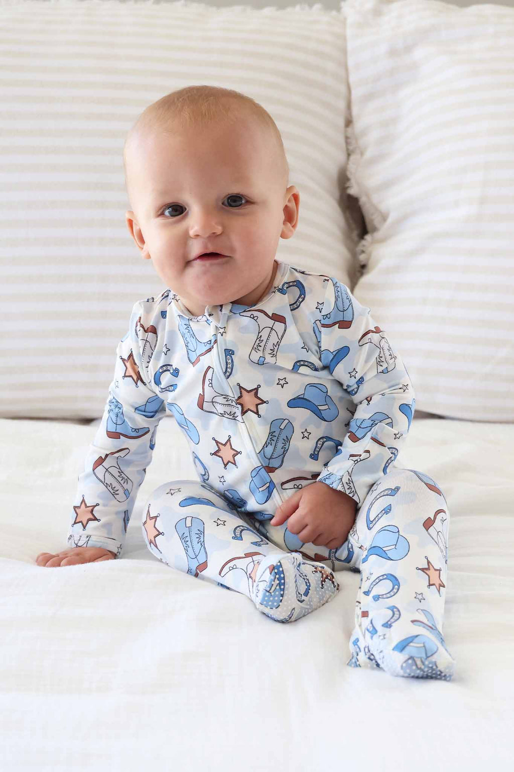 Rodeo Dreams Zipper Footie | Blue