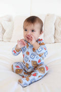 Sweet Stacks Zipper Footie | Blue