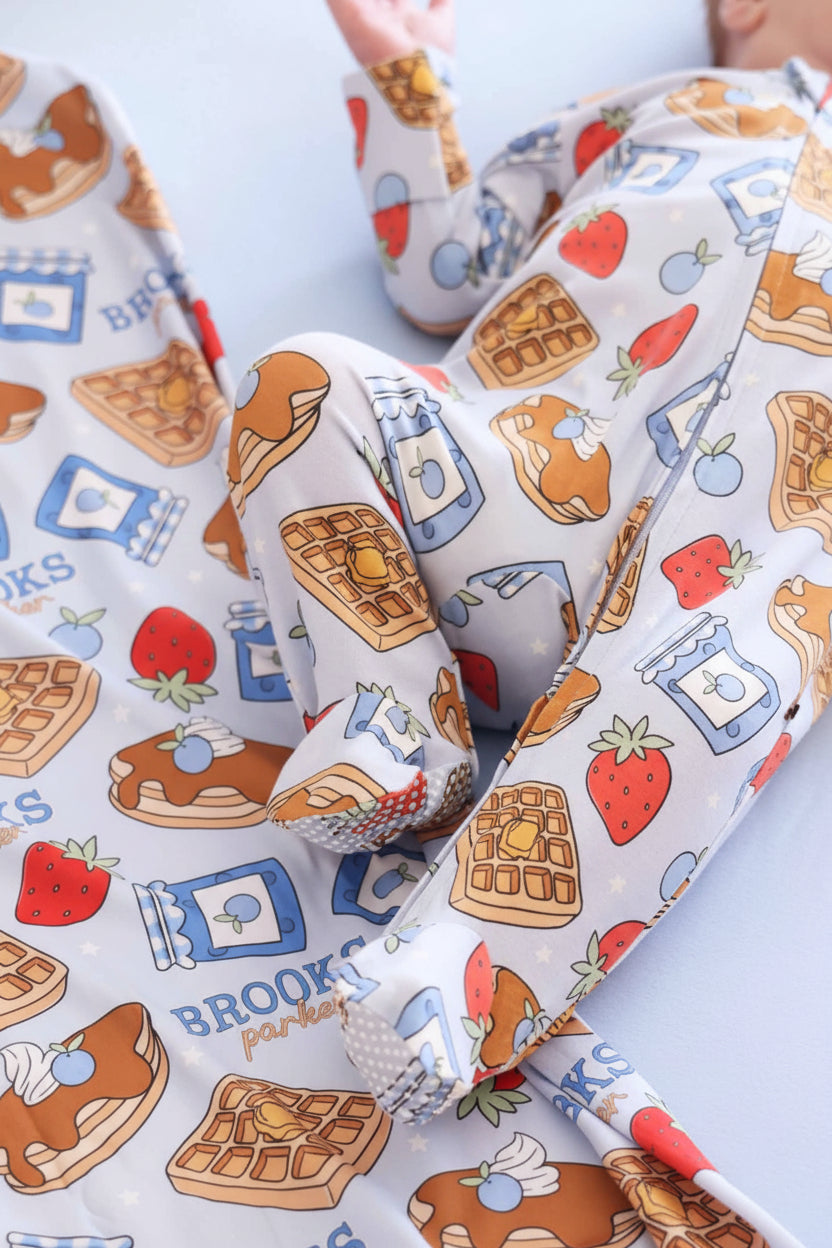 Sweet Stacks Zipper Footie | Blue
