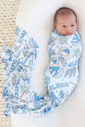 Tiny Tides Personalized Swaddle Blanket | Blue
