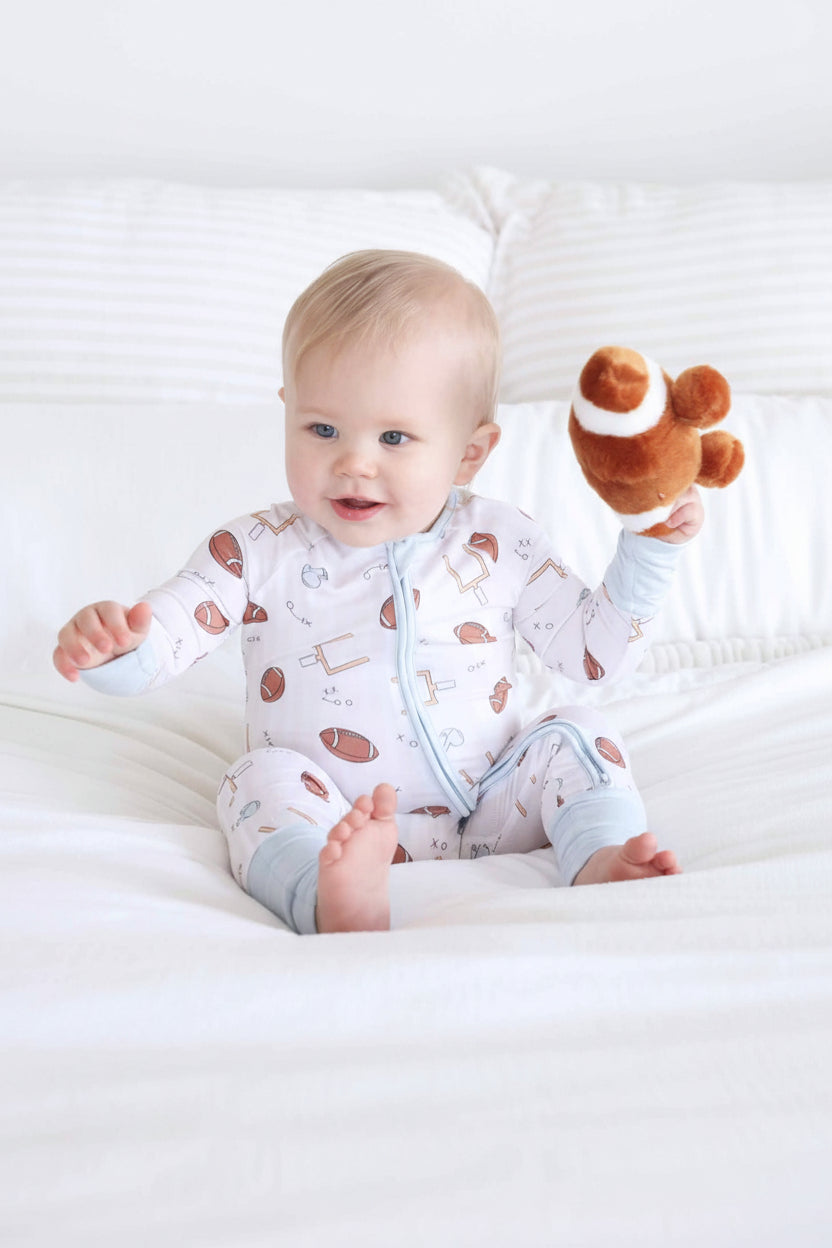 Tiny Touchdowns Convertible Zip Romper | Neutral