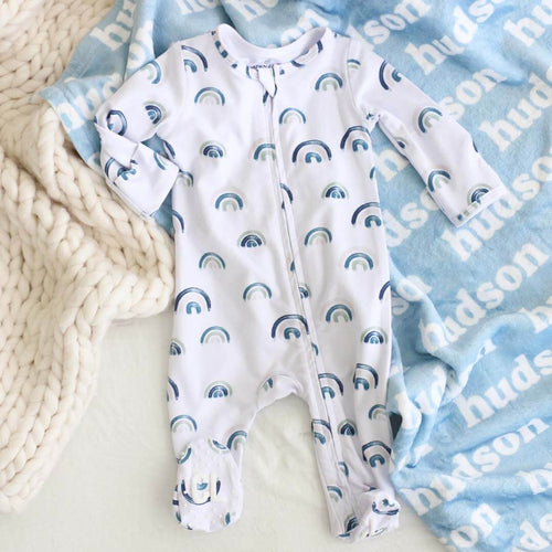 Brooks' Blue Rainbows Zipper Footie