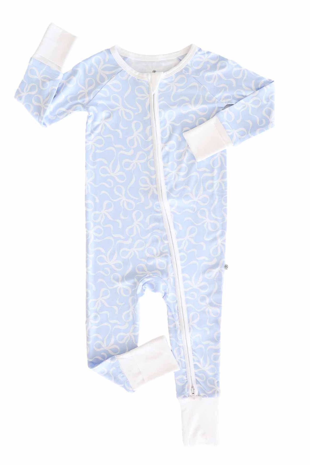 Blue-tiful Bows Convertible Zip Romper