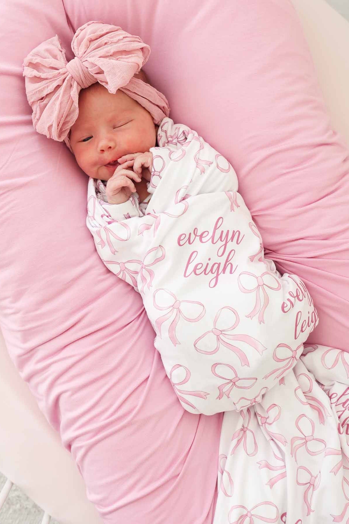 Blushing Bows Personalized Swaddle Blanket