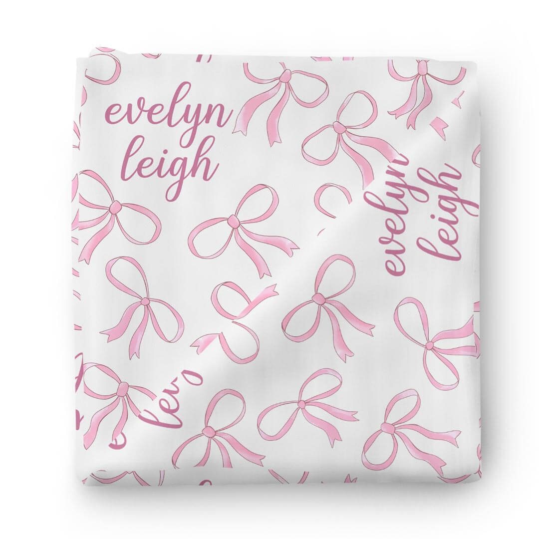 Blushing Bows Personalized Swaddle Blanket
