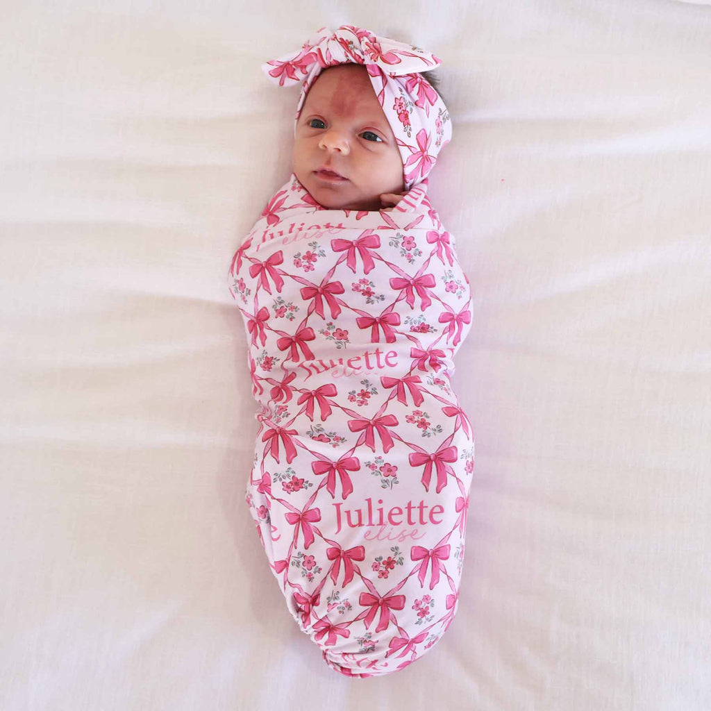 Bow Besties Personalized Swaddle Blanket