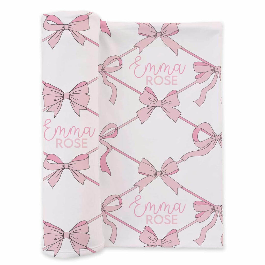 Baby Bows Personalized Swaddle Blanket