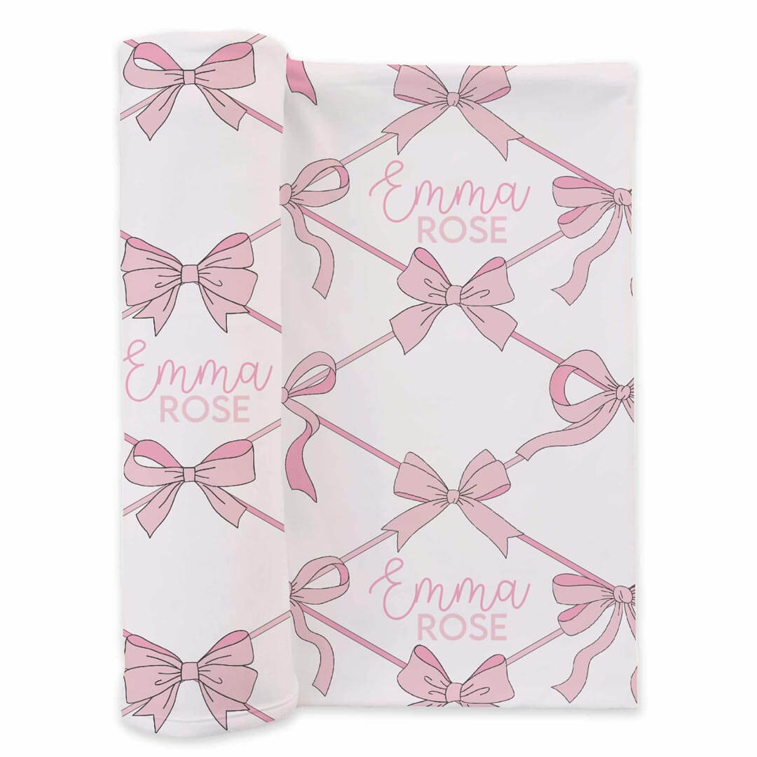 Baby Bows Personalized Swaddle Blanket