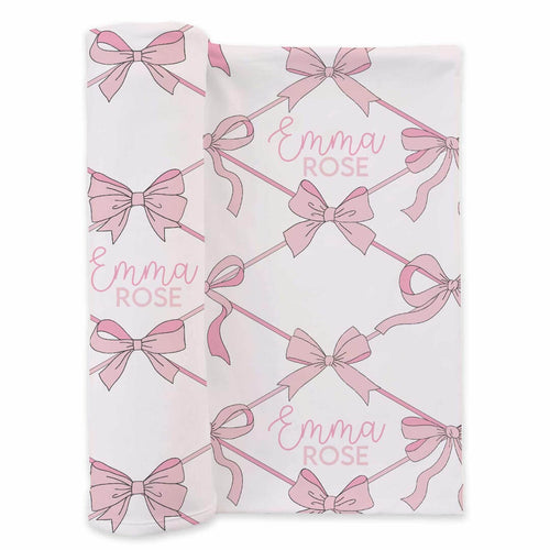 Baby Bows Personalized Swaddle Blanket
