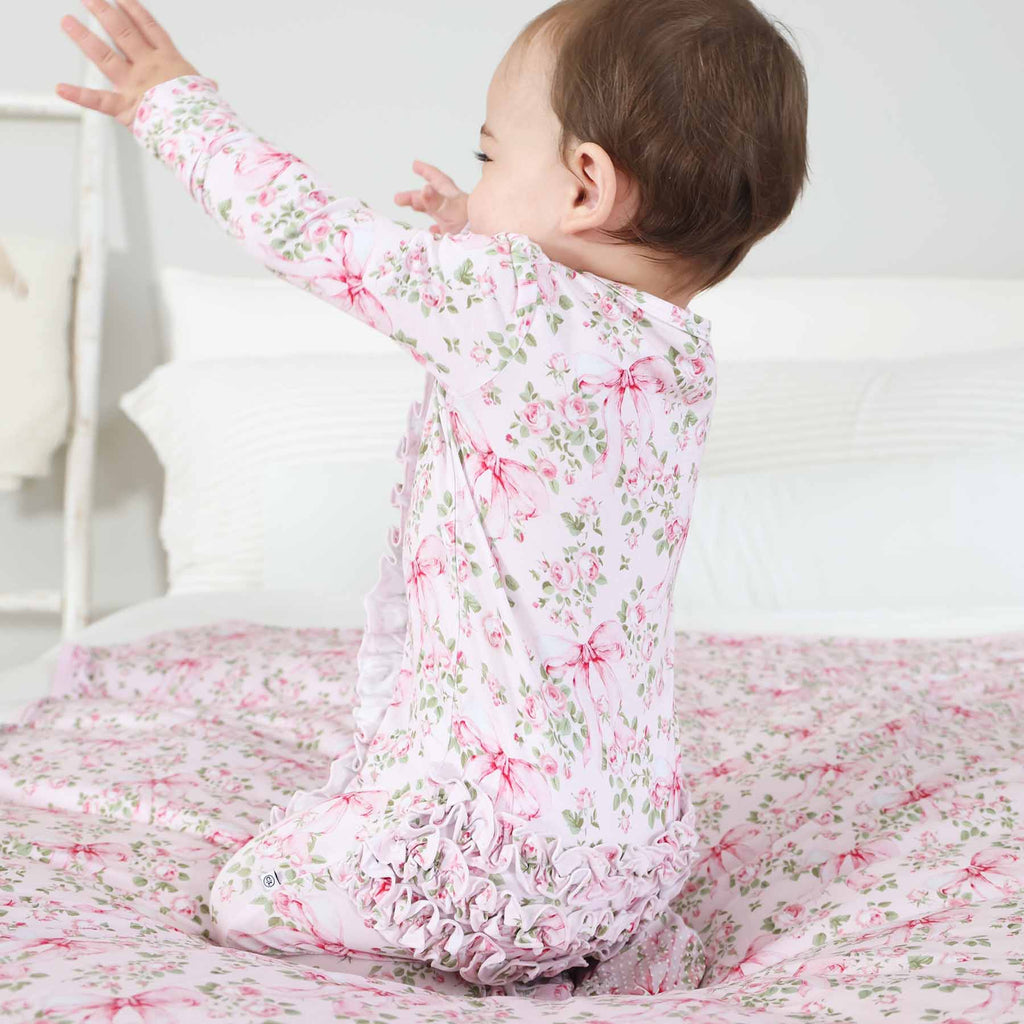 Bows in Bloom Ruffle Zipper Footie