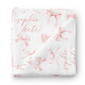 Bow Personalized Baby Name Swaddle Blanket