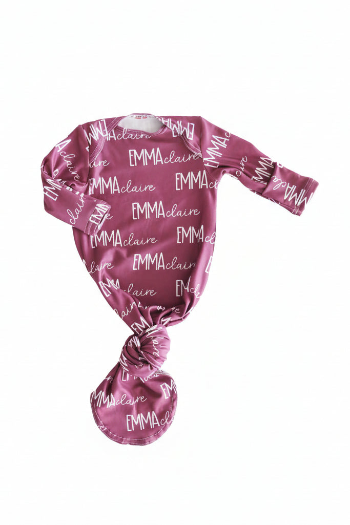 Personalized Font Duo Newborn Baby Knot Gown | Best Selling Pinks