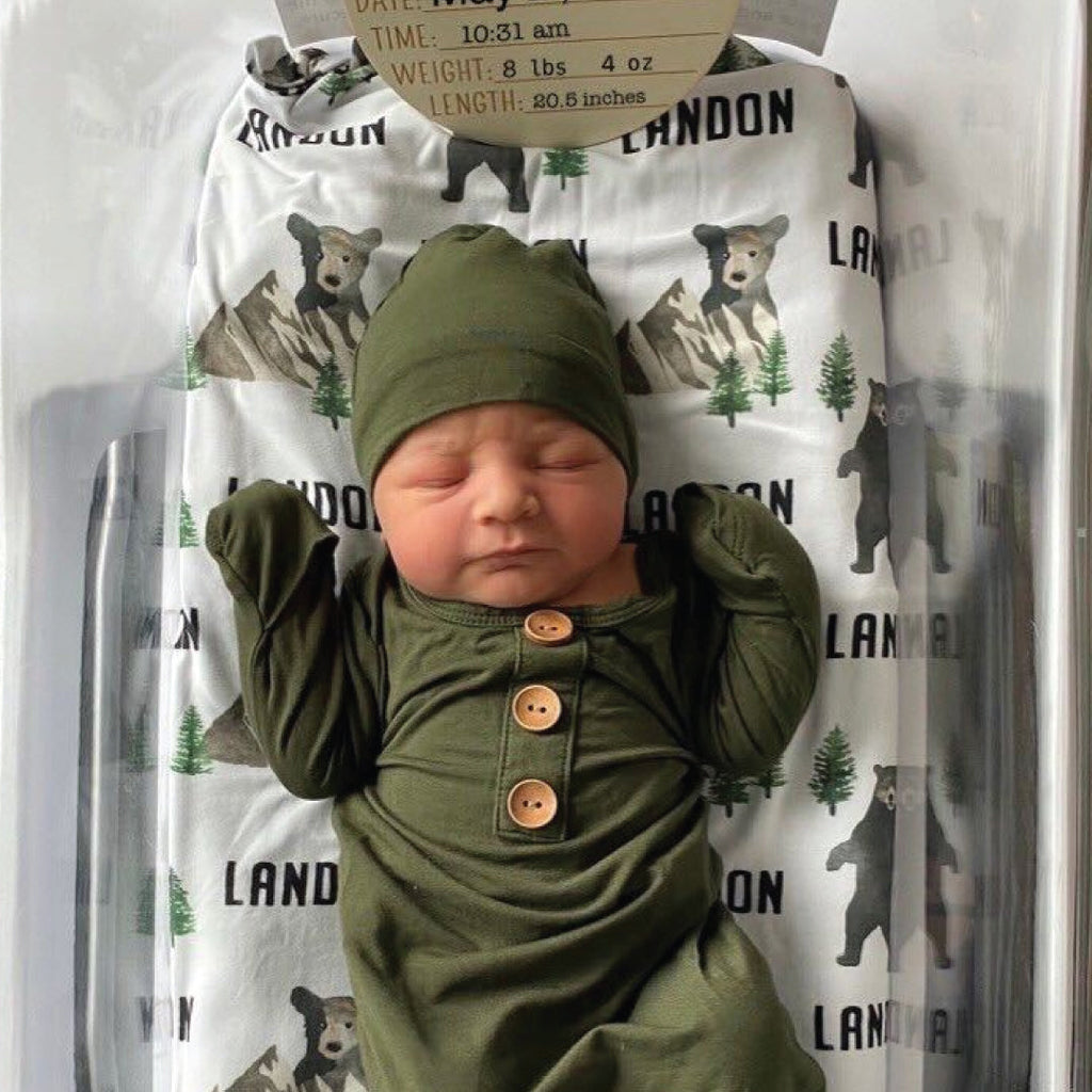 Brody's Bear Personalized Baby Name Swaddle Blanket