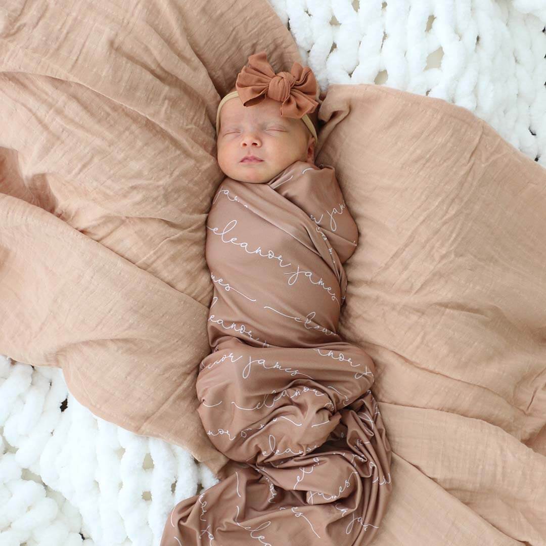 Personalized Camel Baby Name Swaddle Blanket