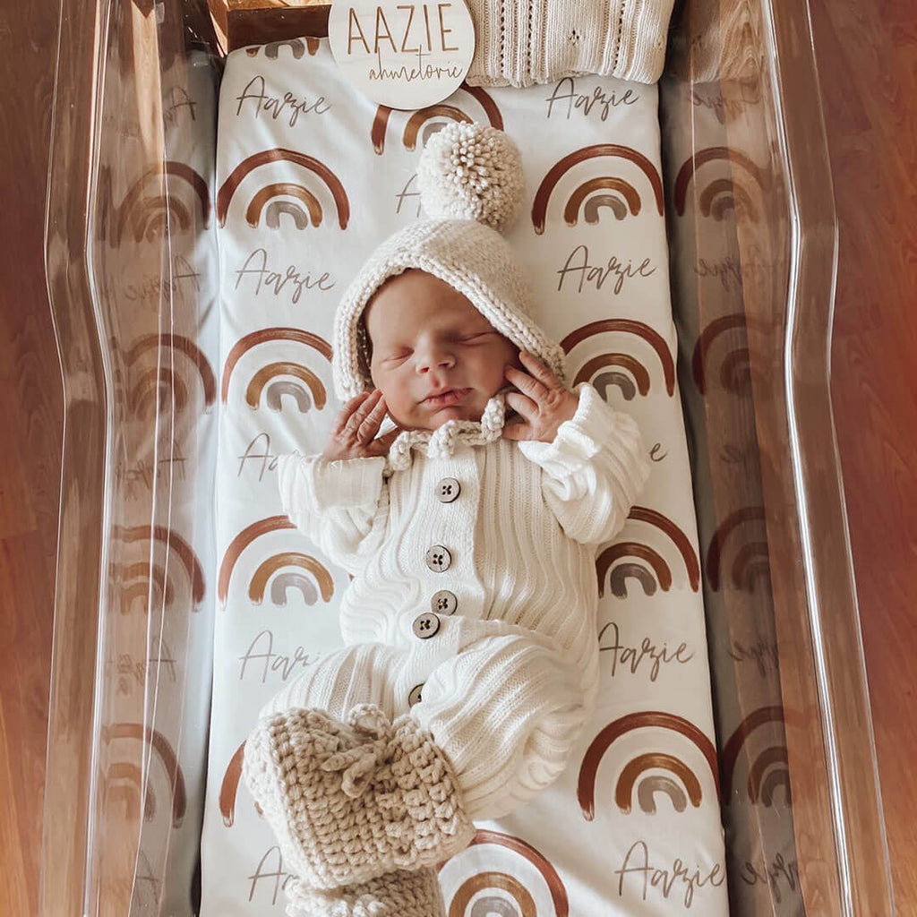 Cannon's Earthy Rainbow Personalized Swaddle Blanket