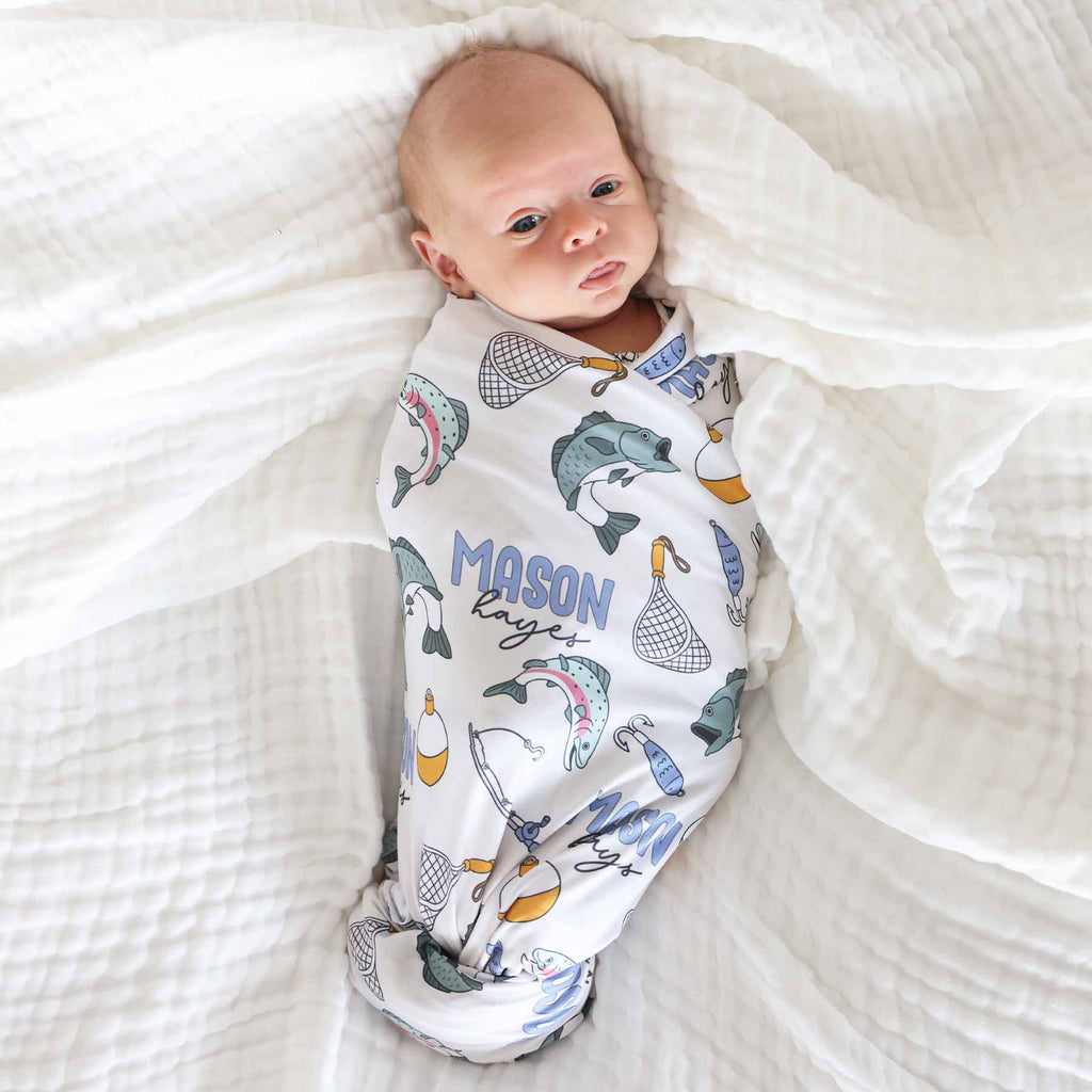 Catch of the Day Personalized Swaddle Blanket