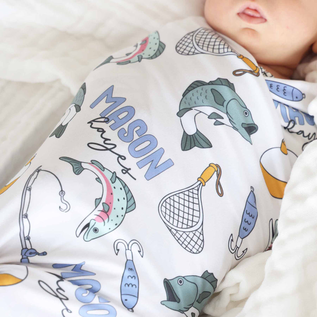 Catch of the Day Personalized Swaddle Blanket