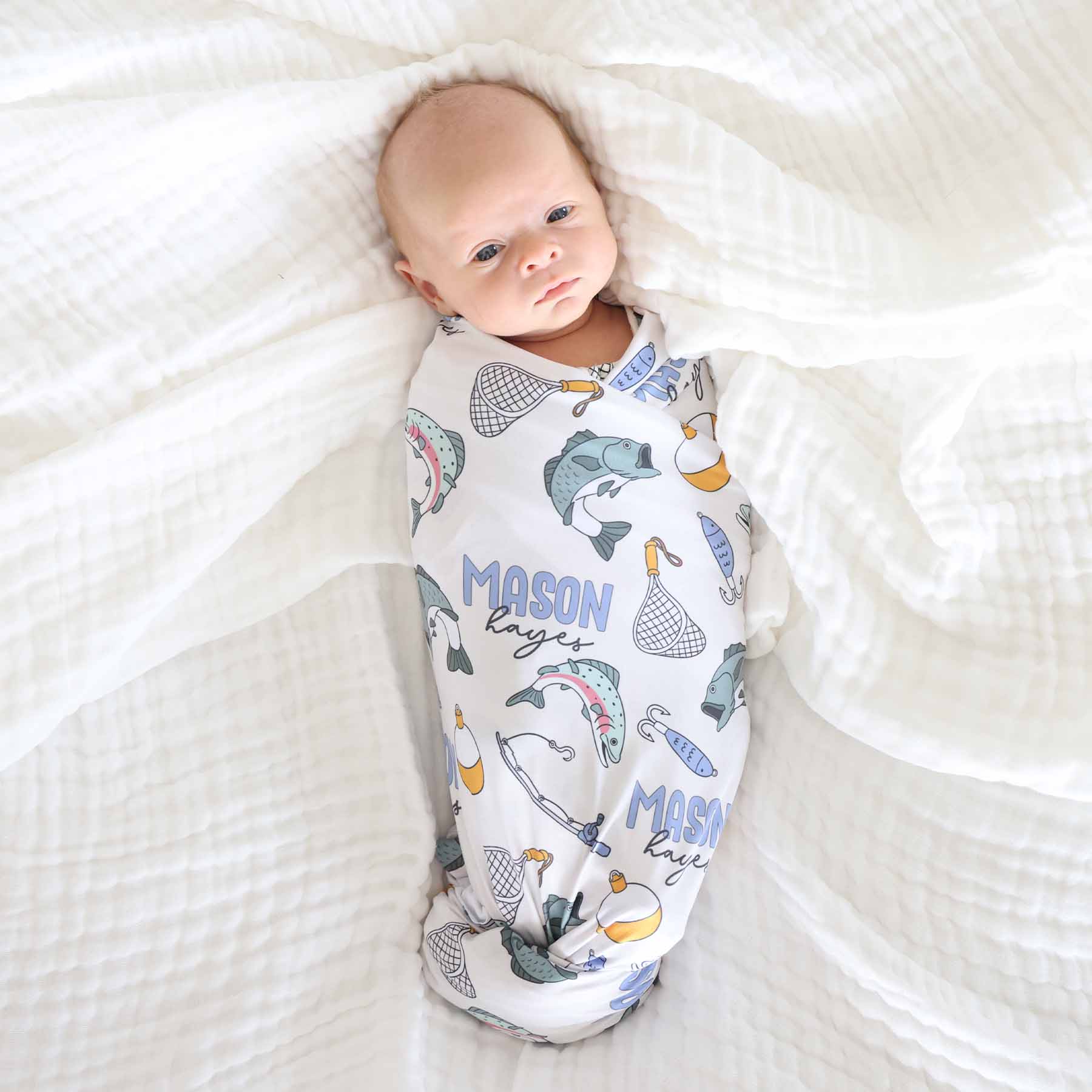 Catch of the Day Personalized Swaddle Blanket