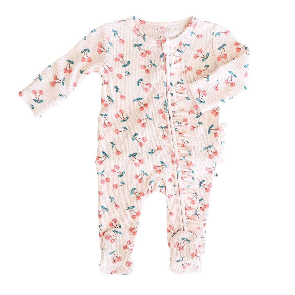 Fruit Bamboo Waffle Zipper Footies