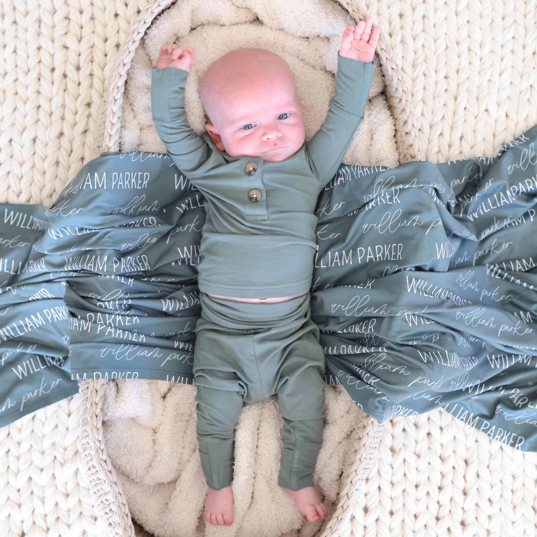 Personalized Clover Baby Name Swaddle Blanket