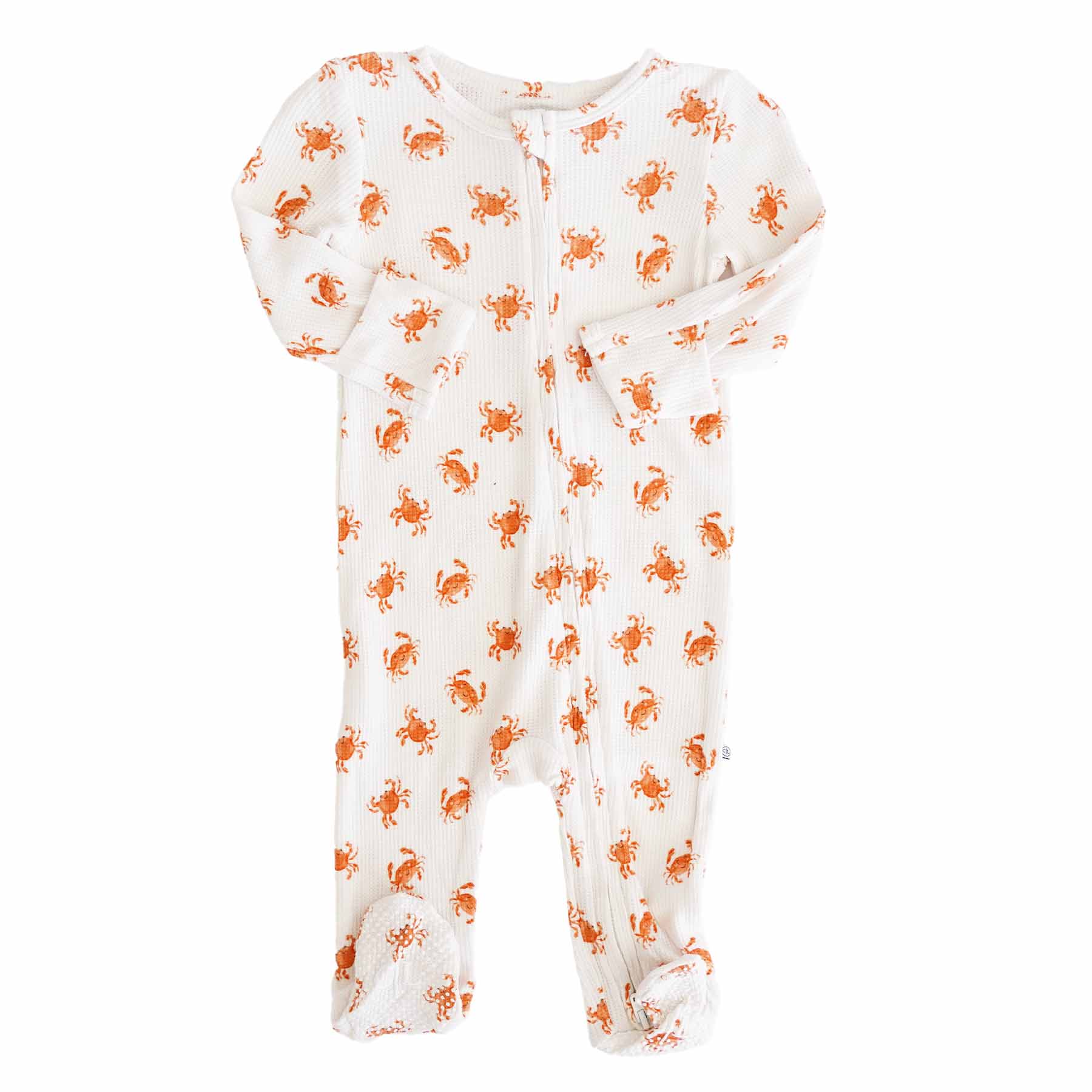 Cutie Crabs Bamboo Waffle Zipper Footie