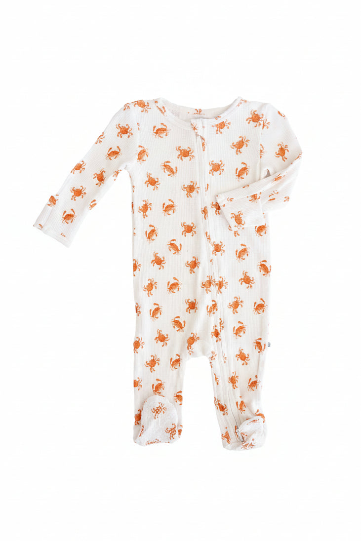 Beachy Bamboo Waffle Zipper Footies