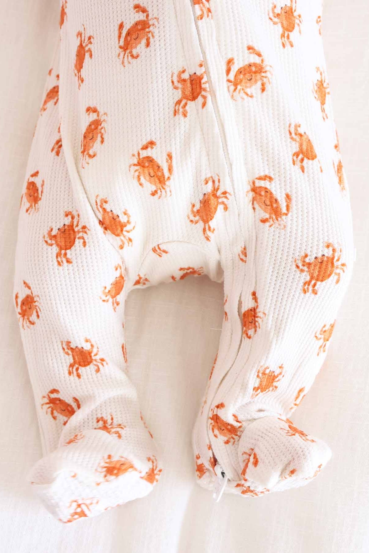 Beachy Bamboo Waffle Zipper Footies