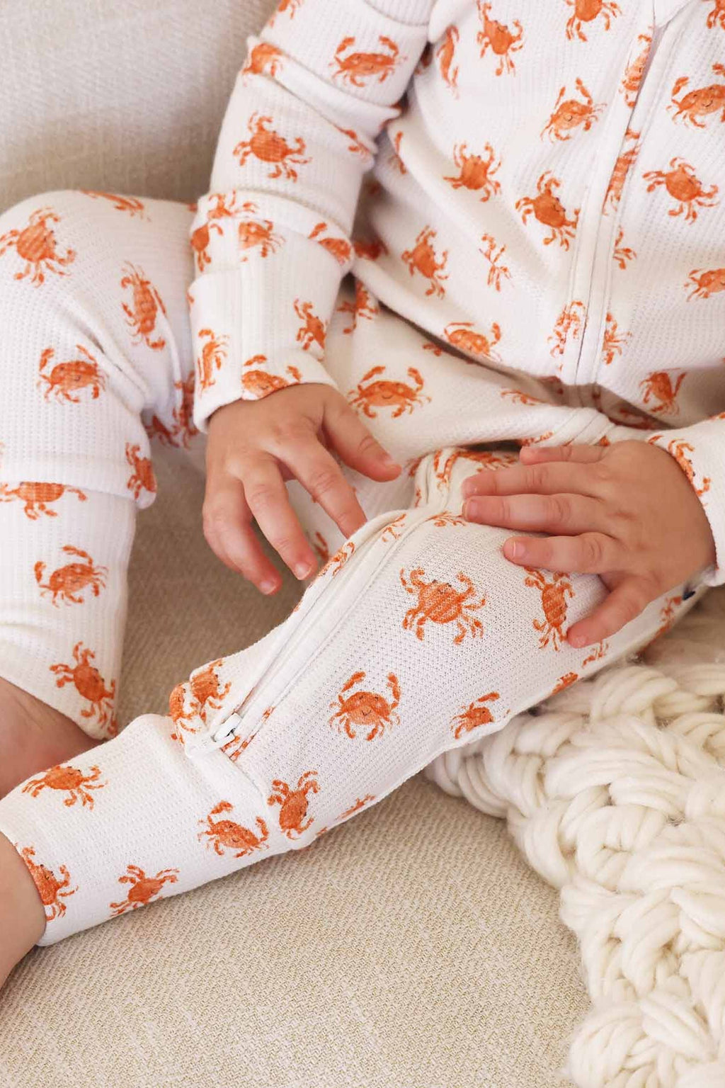 Beachy Bamboo Waffle Convertible Zip Rompers
