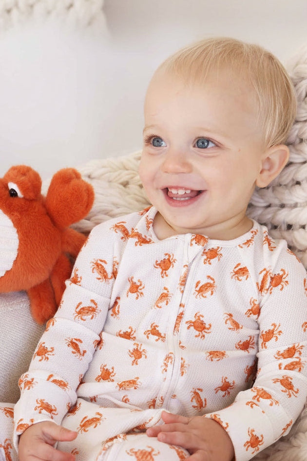 Beachy Bamboo Waffle Convertible Zip Rompers