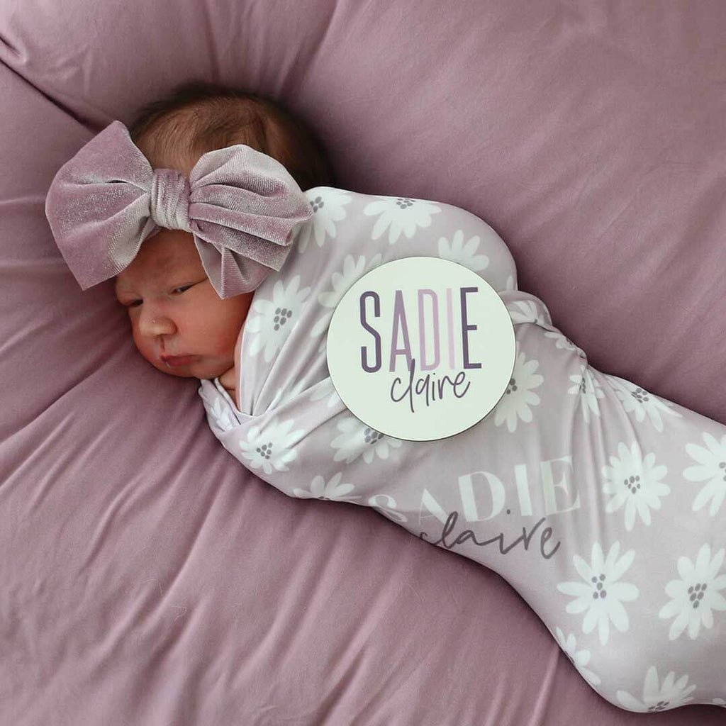Purple Daisy Personalized Swaddle Blanket
