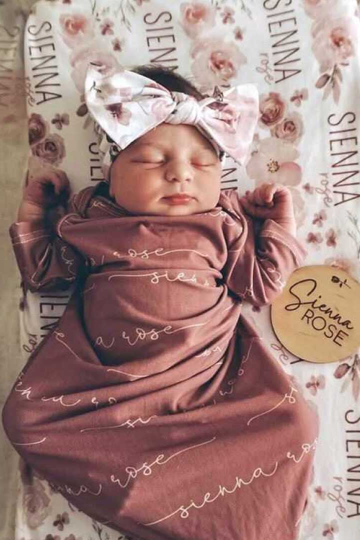 Solid Light Dusty Rose Personalized Newborn Baby Knot Gown