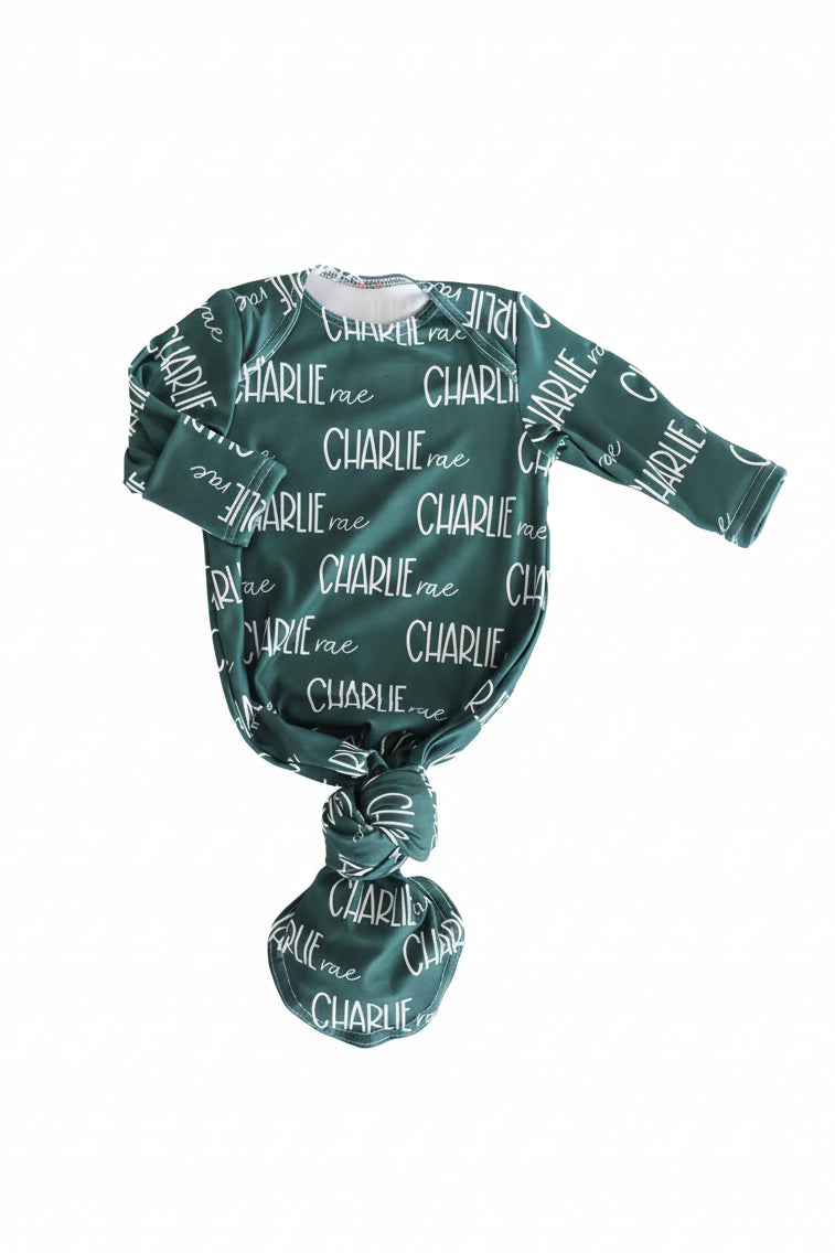 Personalized Font Duo Newborn Baby Knot Gown | Best Selling Neutrals