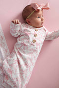 Fancy Frills Newborn Baby Knot Gown & Hat Set