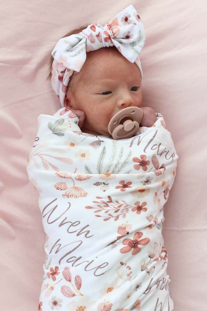 Wren's Wildflower Personalized Swaddle Blanket