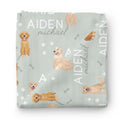 Personalized Baby Name Swaddle Blanket | Golden Retriever