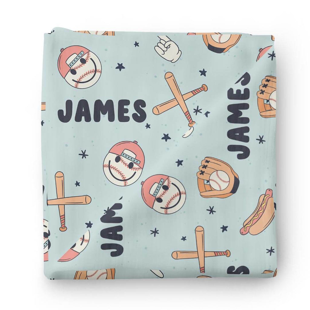 Home Run Personalized Swaddle Blanket