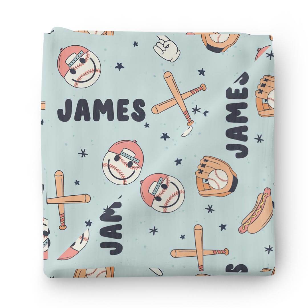 Home Run Personalized Swaddle Blanket