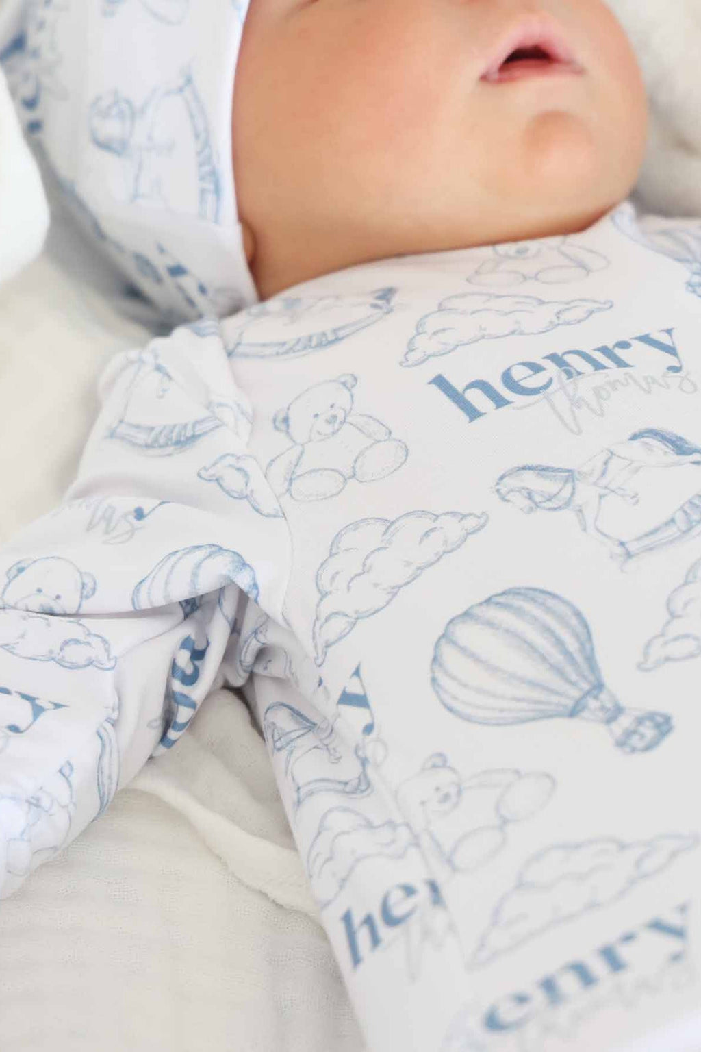Up In The Clouds Personalized Newborn Baby Knot Gown
