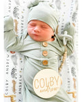 Solid Moss Bamboo Baby Knot Gown & Hat